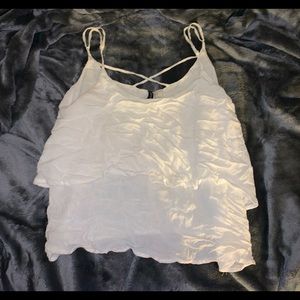 White Tank Top with Criss Cross Design